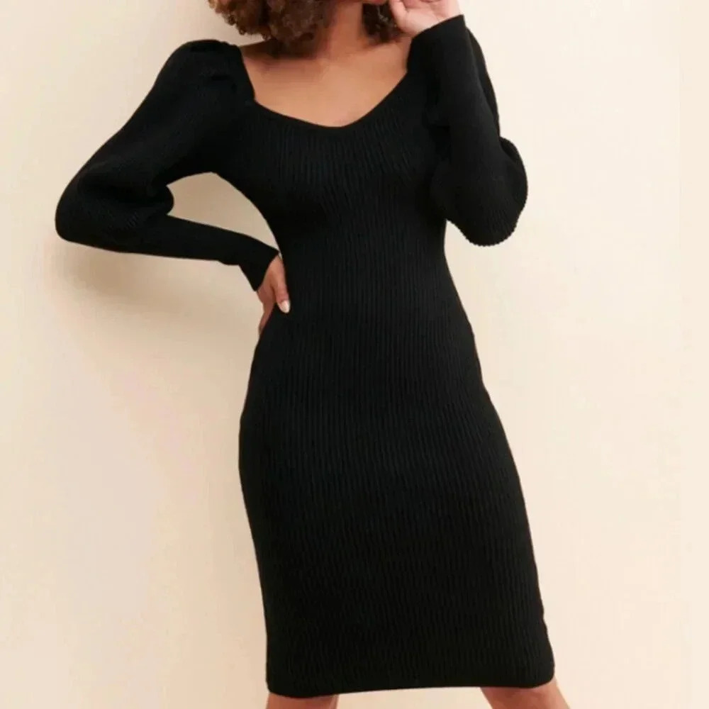ASTR Jansen Knit Sweater Dress in Black